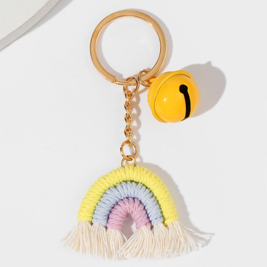 Wholesale Cotton Woven Rainbow Tassel Keychain